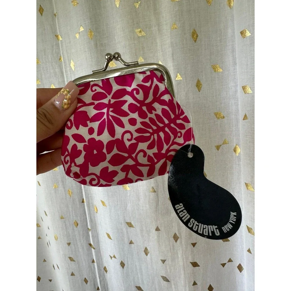 NWT Creations By Alan Stuart New York Pink Floral Kiss Lock Coin Purse